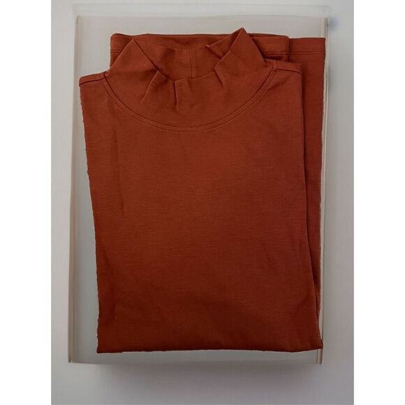 North Style Womens 3X Pima Cotton Mockneck Top Spice Orange Long Sleeves NWT - Picture 1 of 3